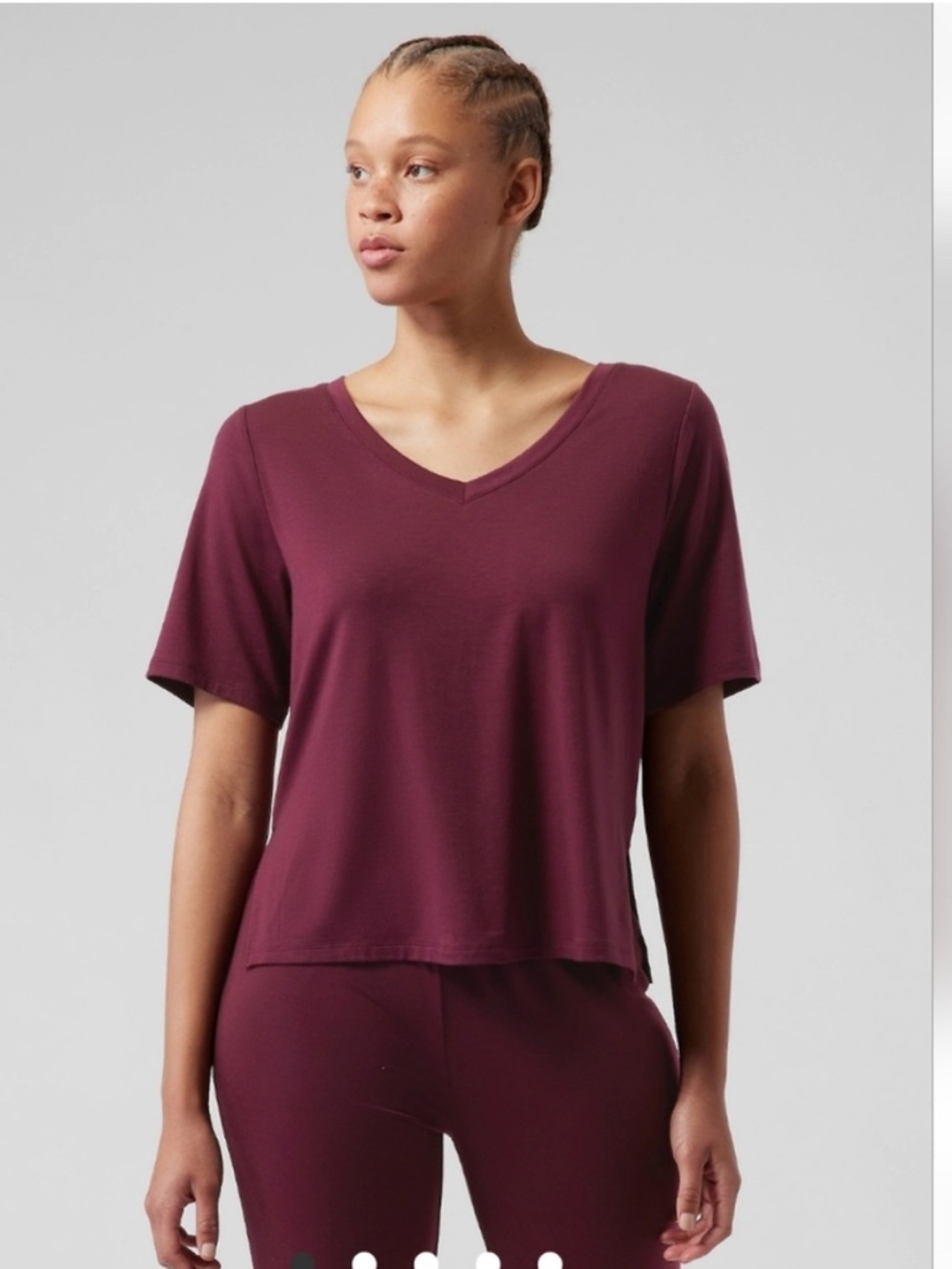 Athleta Nighttime Bliss Sleep T-shirt Size Large Maroon Red Wine